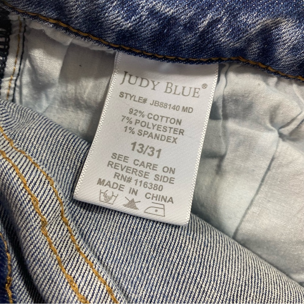 Judy Blue Flare Wide Leg Blue Jeans with Distressed Hem women 13-31 Boho - Picture 2 of 10